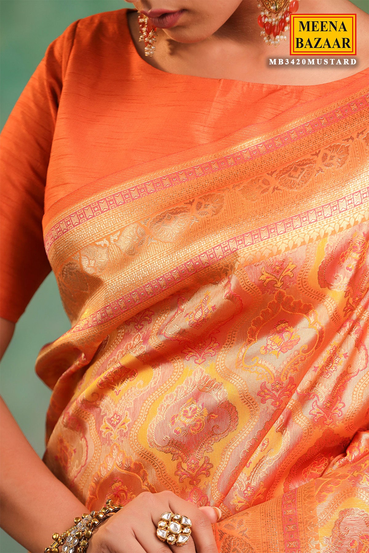 Mustard Silk Zari Woven Saree