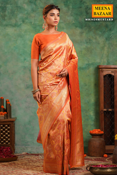 Mustard Silk Zari Woven Saree