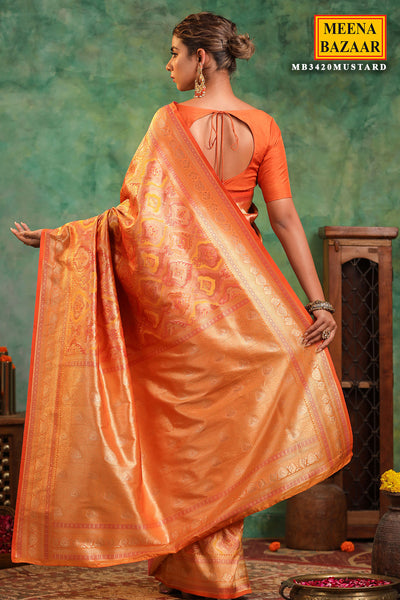 Mustard Silk Zari Woven Saree