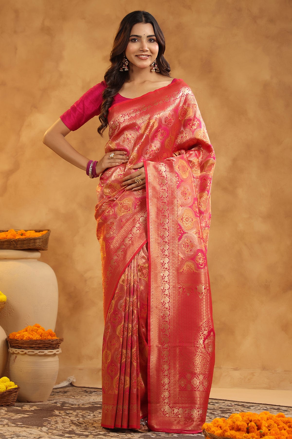 Rani Silk Zari Woven Saree