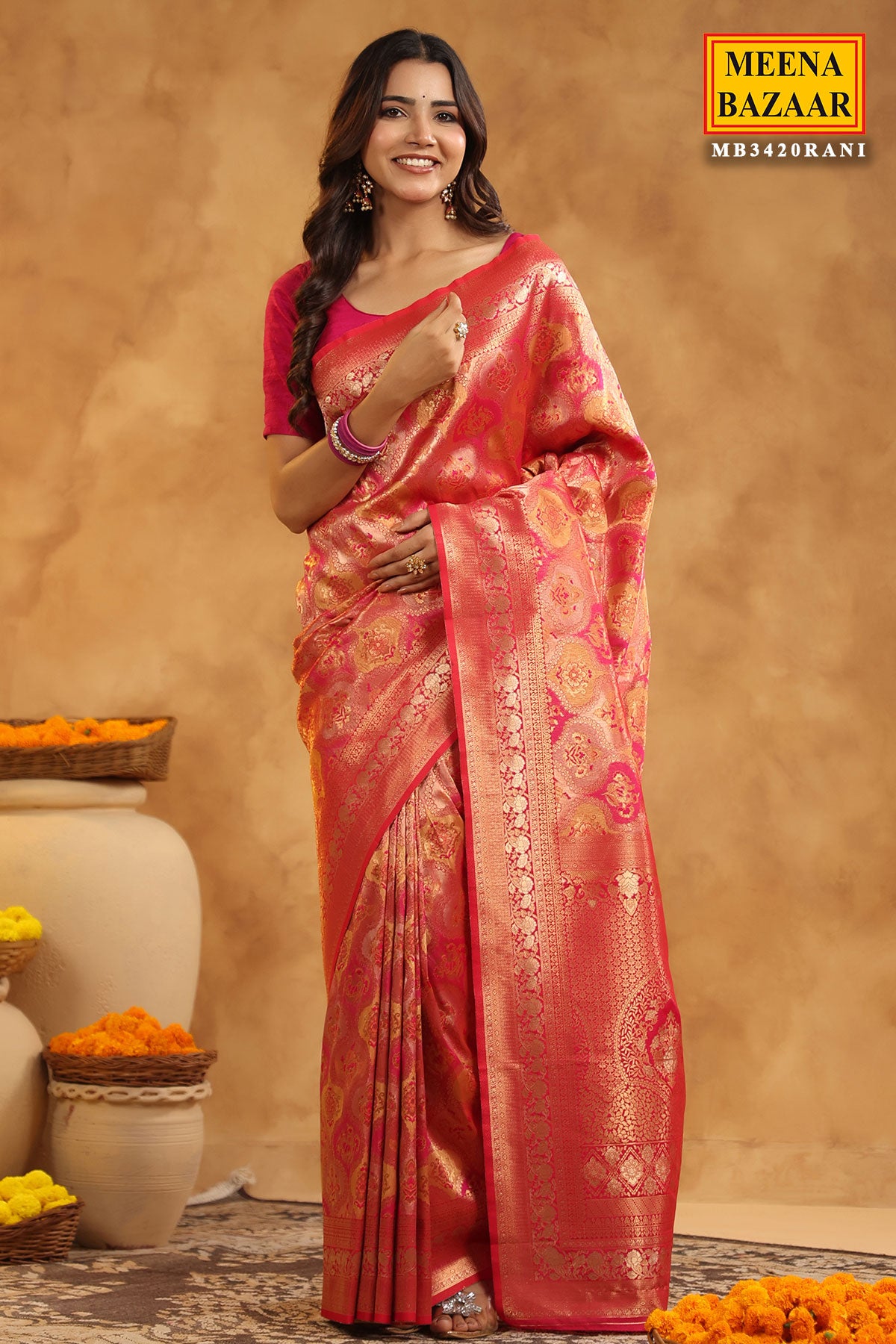 Rani Silk Zari Woven Saree