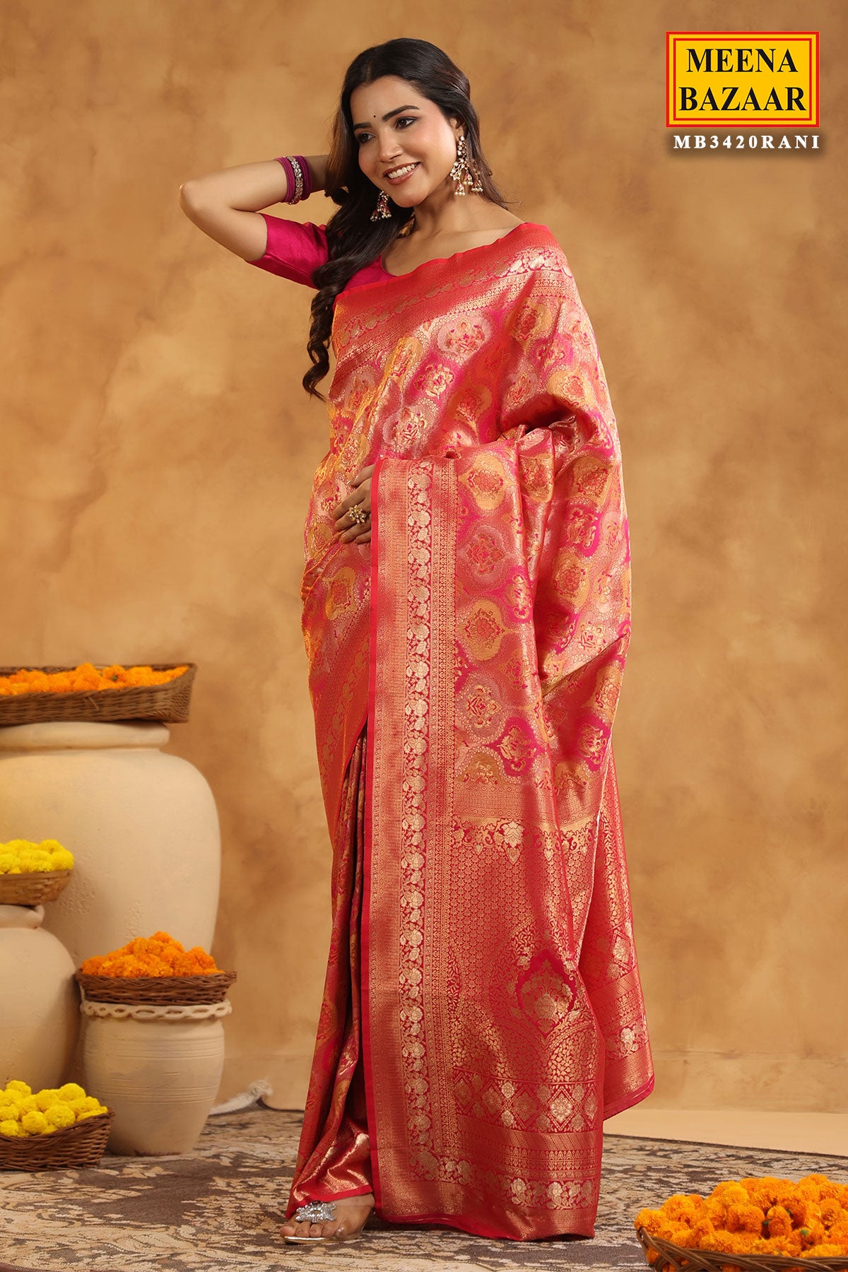 Rani Silk Zari Woven Saree