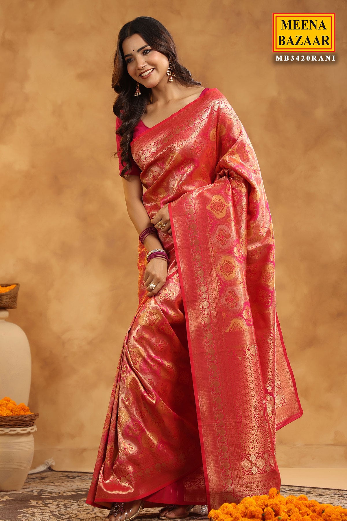 Rani Silk Zari Woven Saree