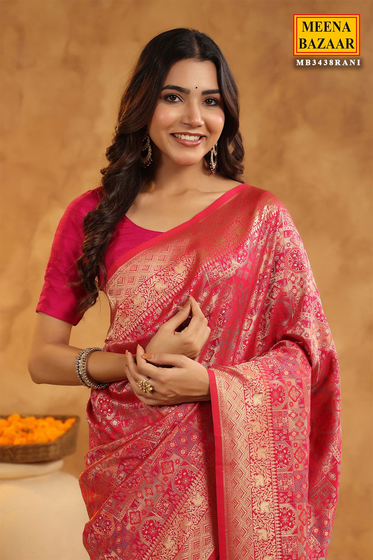 Rani Silk Saree With Zari Brocade And Zari Border