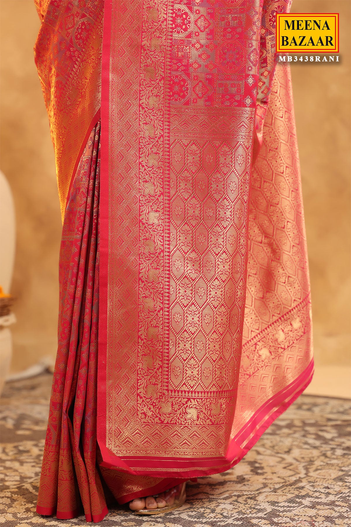 Rani Silk Saree With Zari Brocade And Zari Border