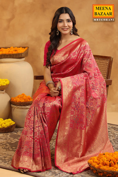 Rani Silk Saree With Zari Brocade And Zari Border