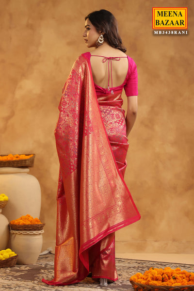 Rani Silk Saree With Zari Brocade And Zari Border