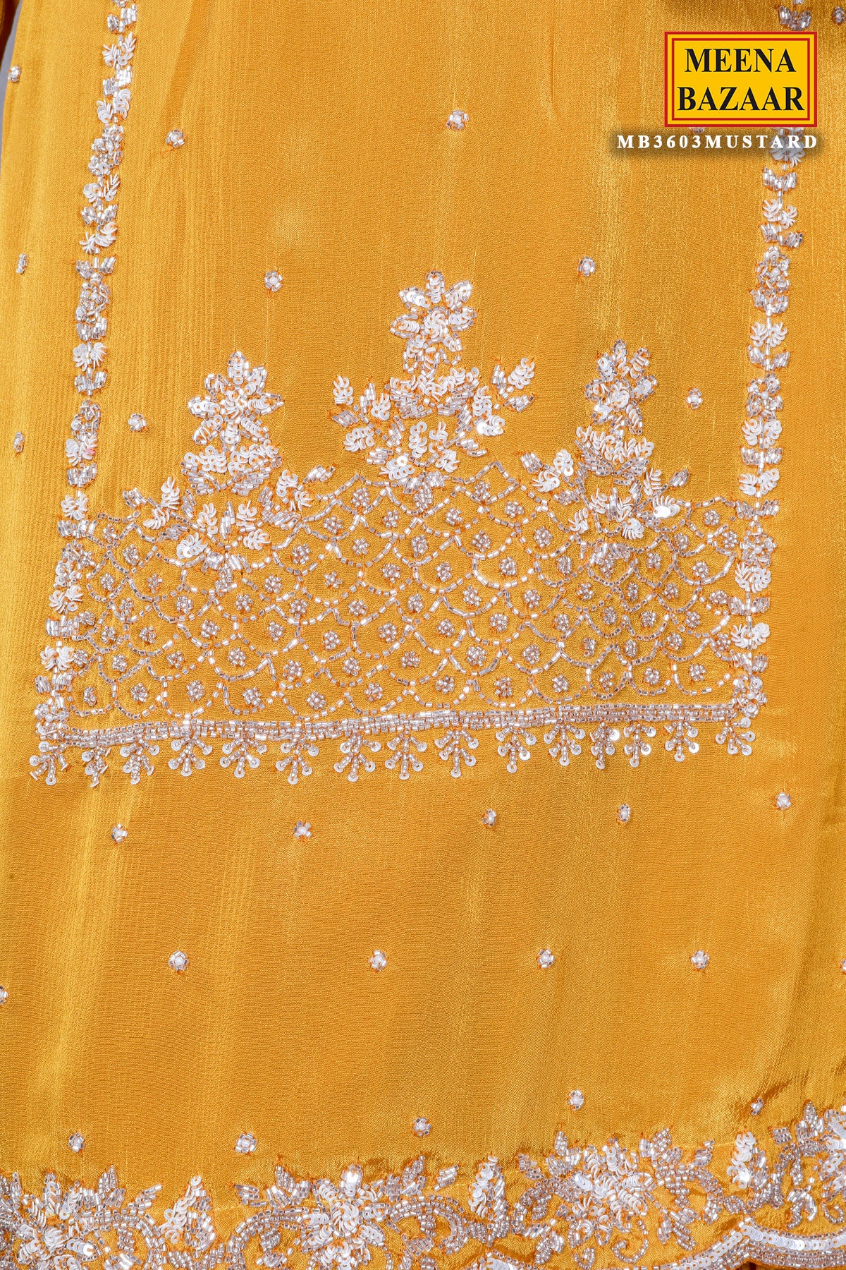 Mustard Sequin Embroidered Georgette Sharara Suit Set