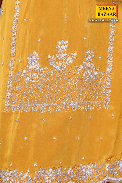 Mustard Sequin Embroidered Georgette Sharara Suit Set