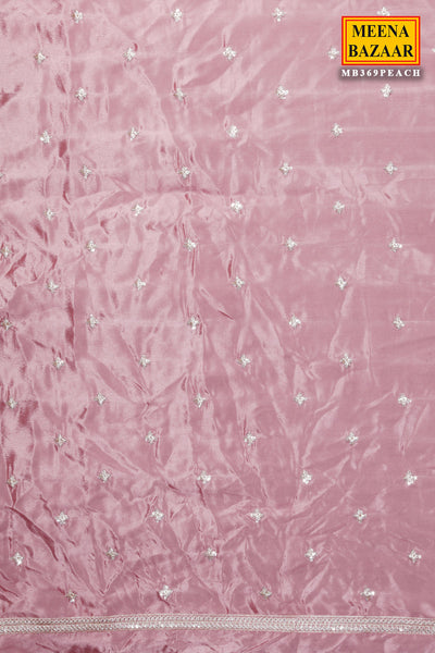 Pink Zari, Sequin Embroidered Saree With Ready Blouse
