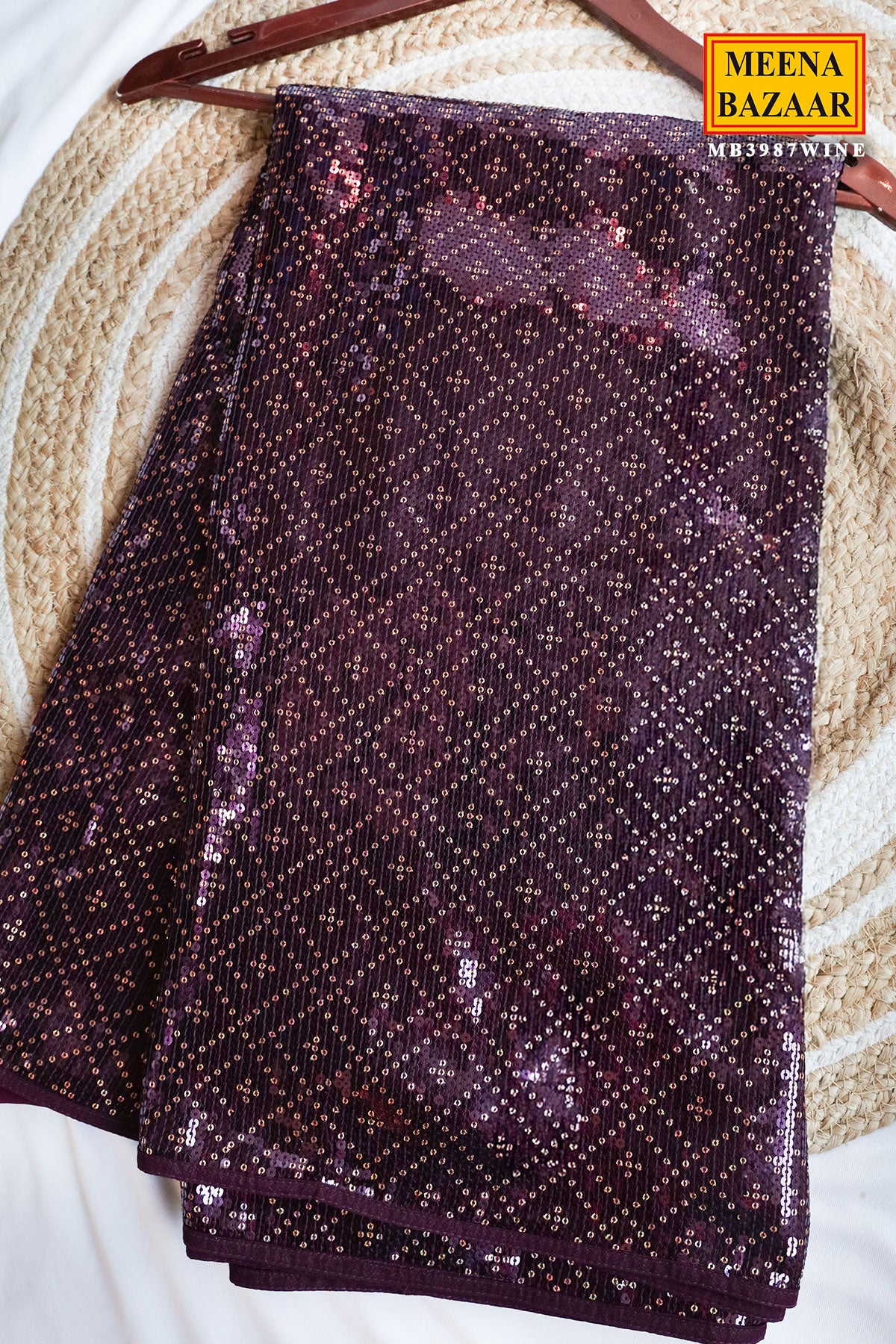 Wine Georgette Embroidered Saree Elegant Party & Festive Wear