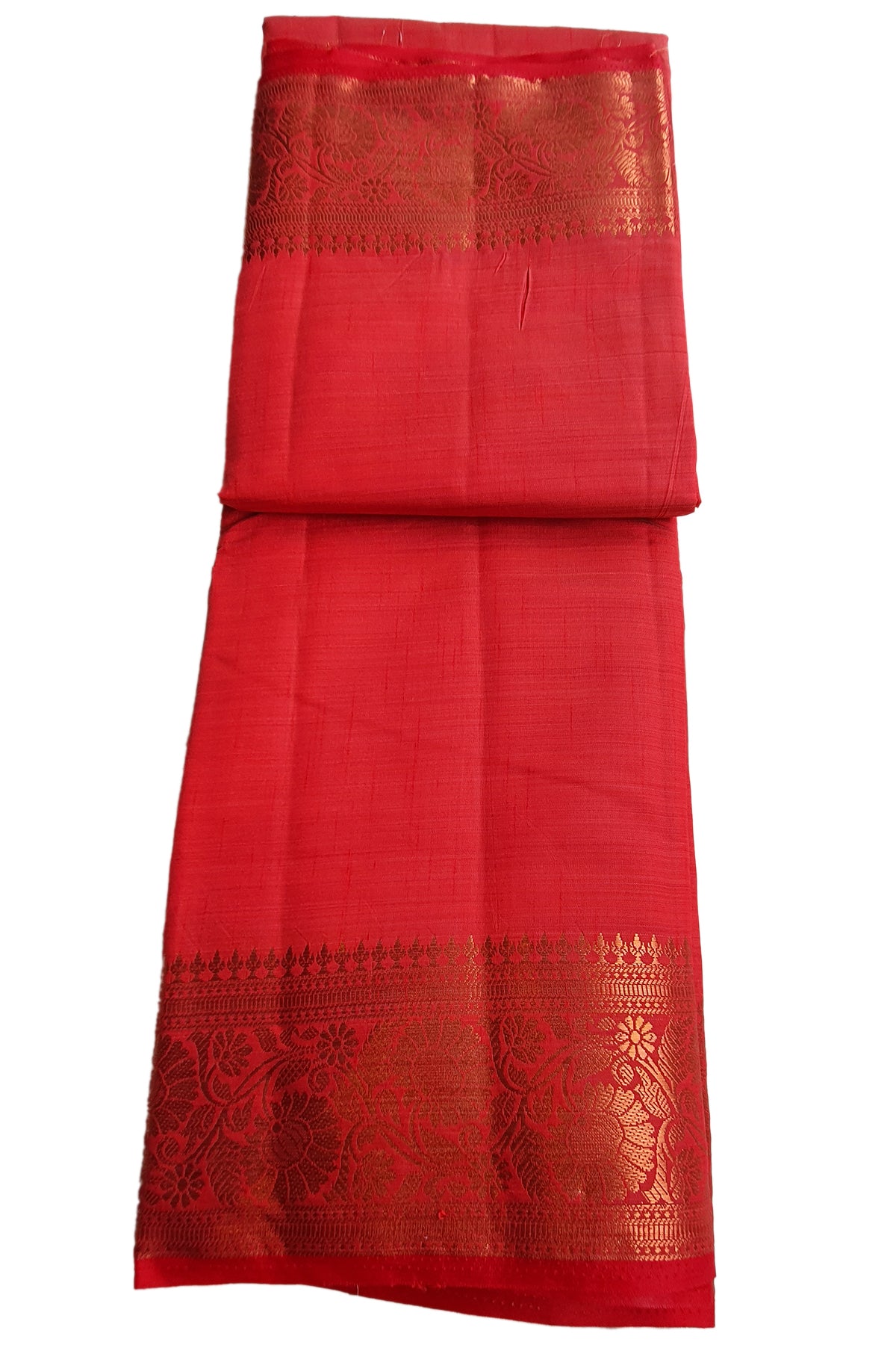 Red Chanderi Silk Woven Saree