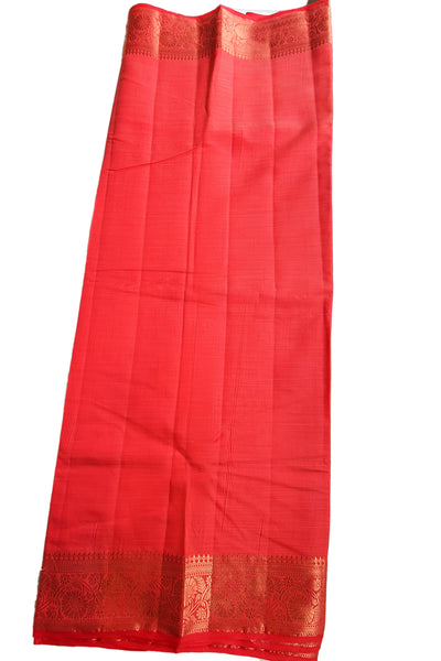 Red Chanderi Silk Woven Saree