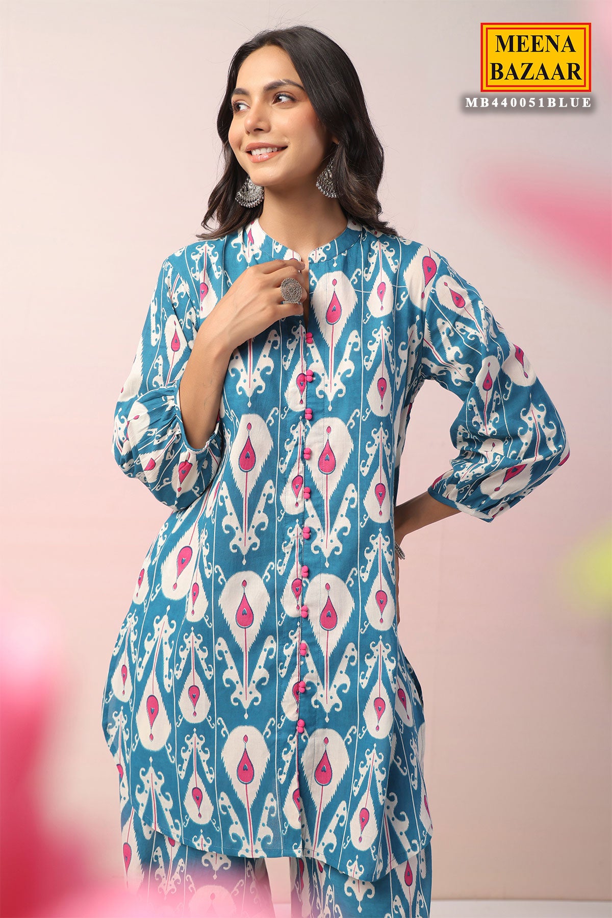 Blue Cotton Printed Co-ord Set