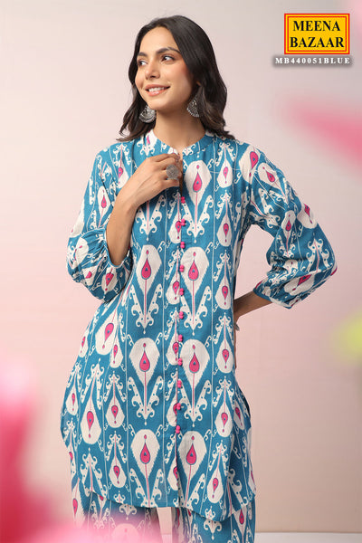 Blue Cotton Printed Co-ord Set