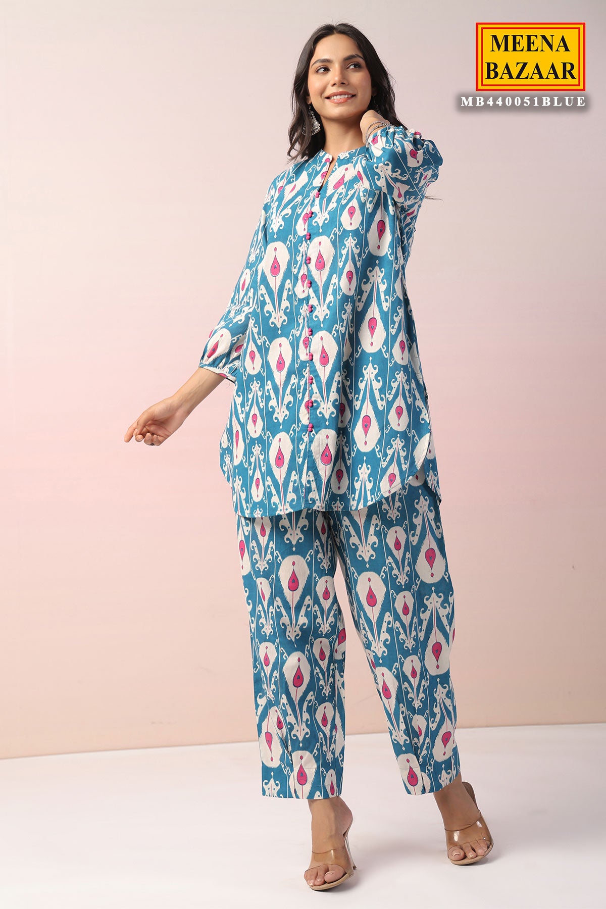 Blue Cotton Printed Co-ord Set