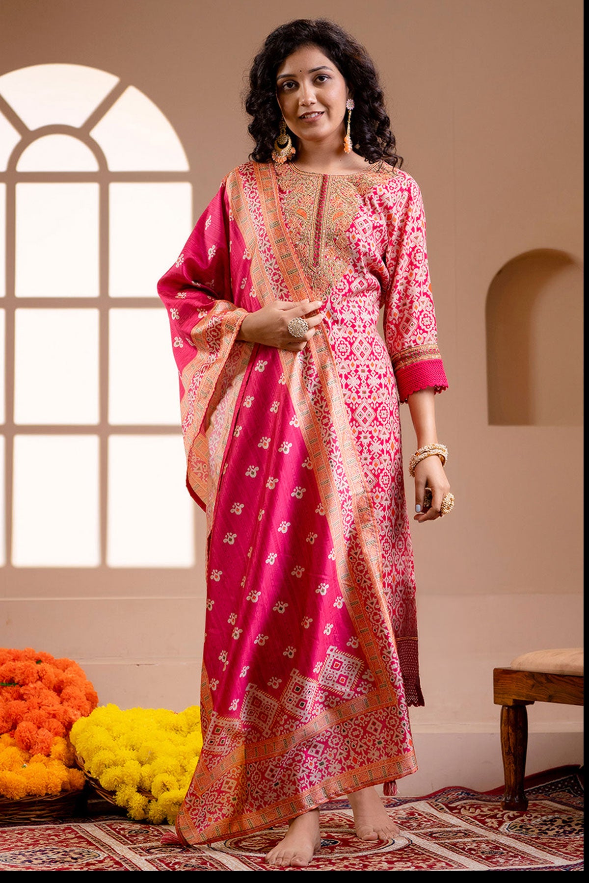 Rani Neck Embroidered Muslin Suit Set