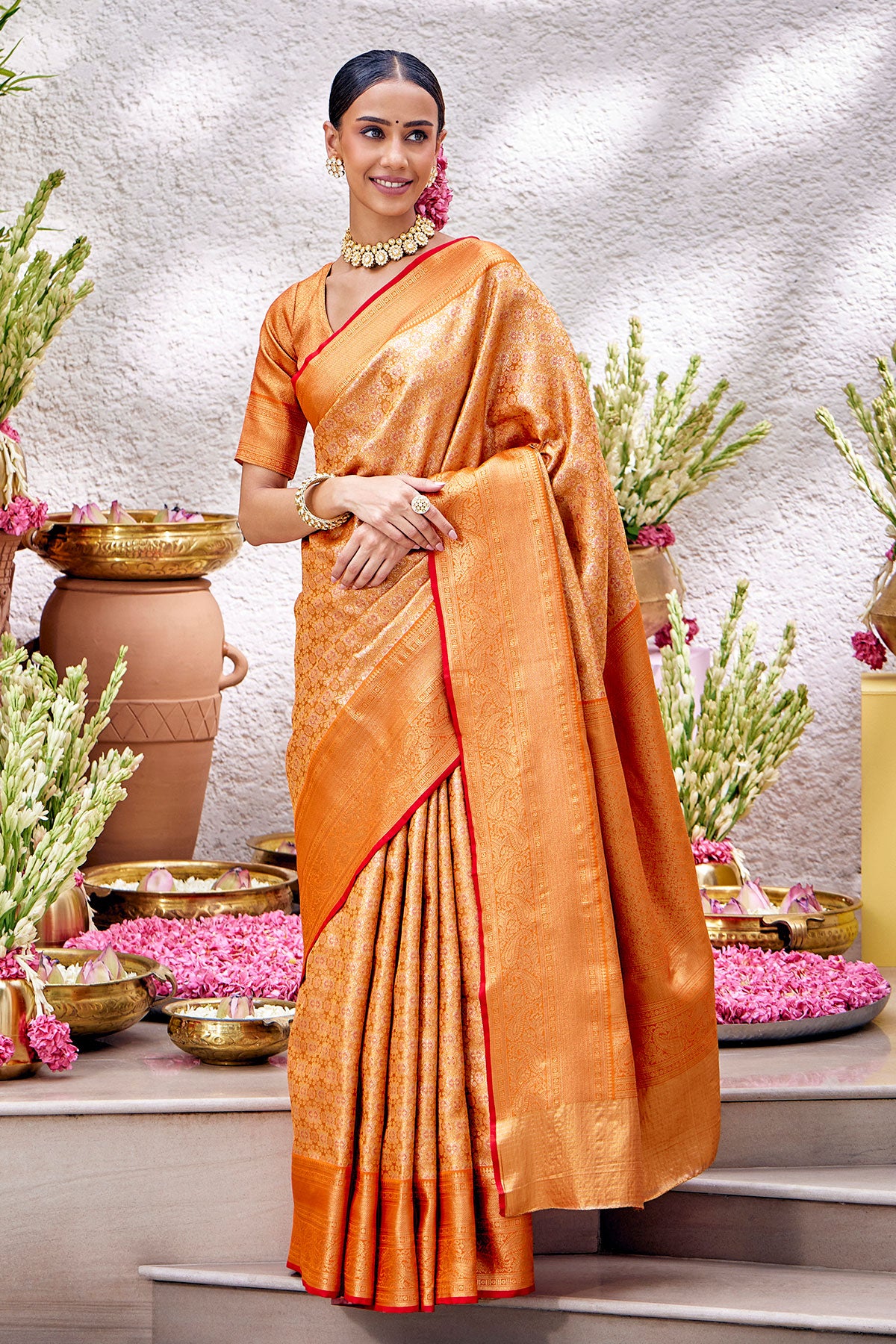 Mustard Art Silk Zari Woven Saree