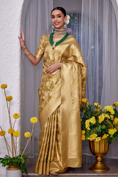 Gold Tissue Silk Zari Woven Saree