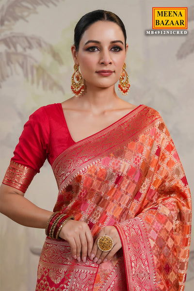 Red Silk Woven Saree