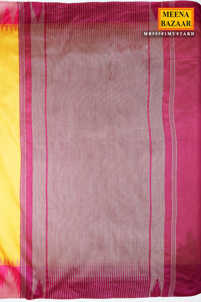 Mustard Silk Saree With Zari Weaving Border