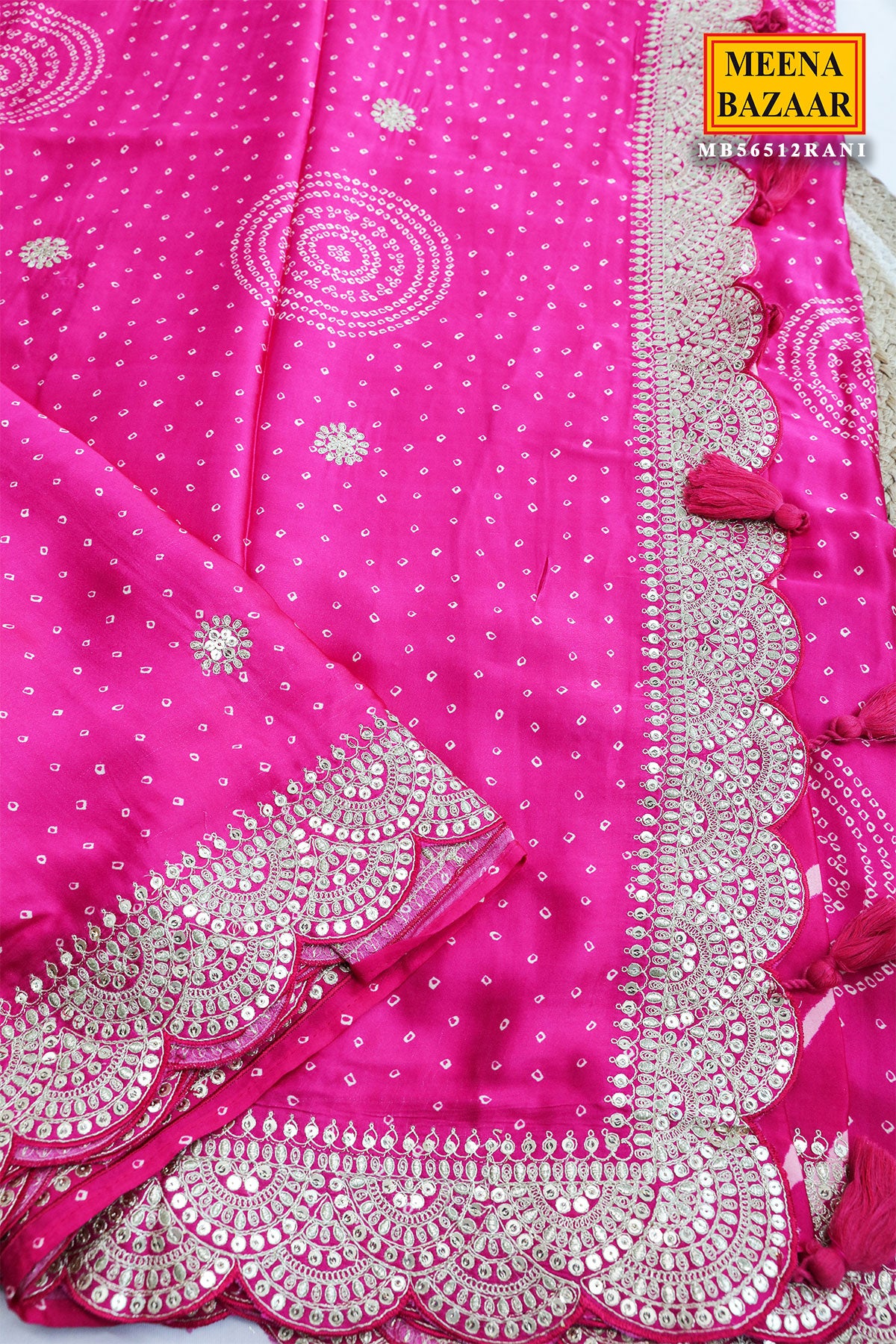 Rani Crepe Embroidered Saree Elegant Party & Festive Wear
