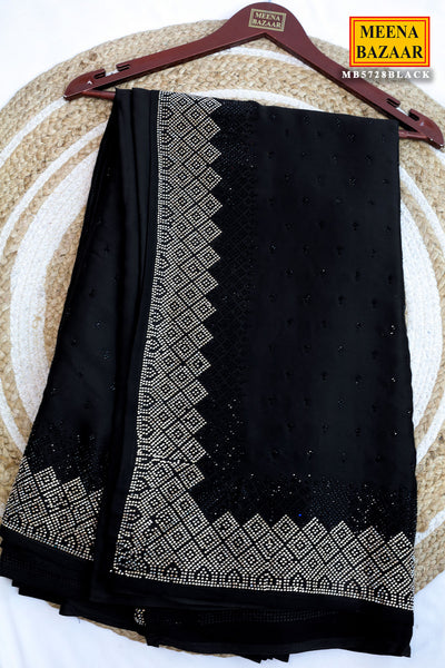 Black Crepe Saree Elegant & Party Wear