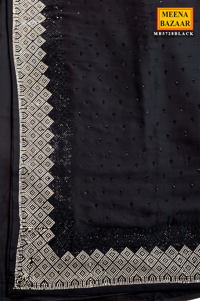 Black Crepe Saree Elegant & Party Wear