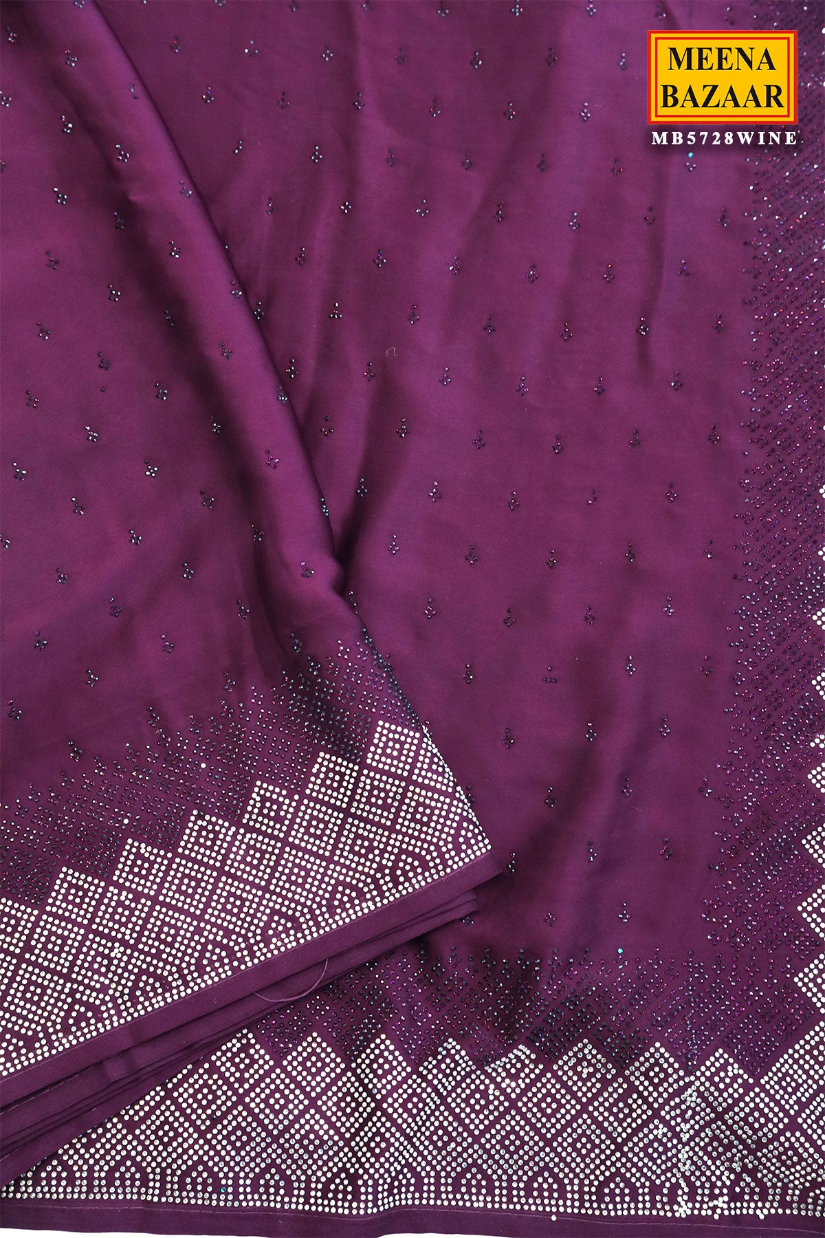 Wine Crepe Saree Elegant Party & Festive Wear