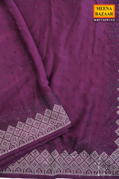Wine Crepe Saree Elegant Party & Festive Wear