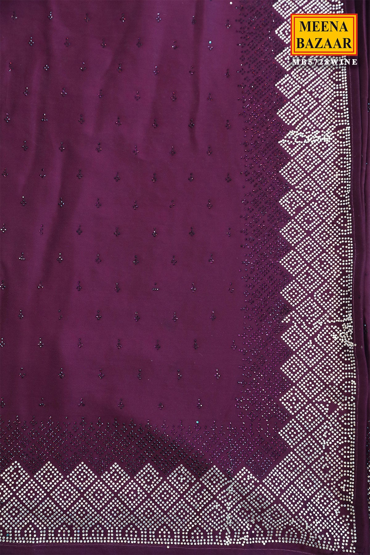 Wine Crepe Saree Elegant Party & Festive Wear