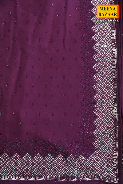 Wine Crepe Saree Elegant Party & Festive Wear