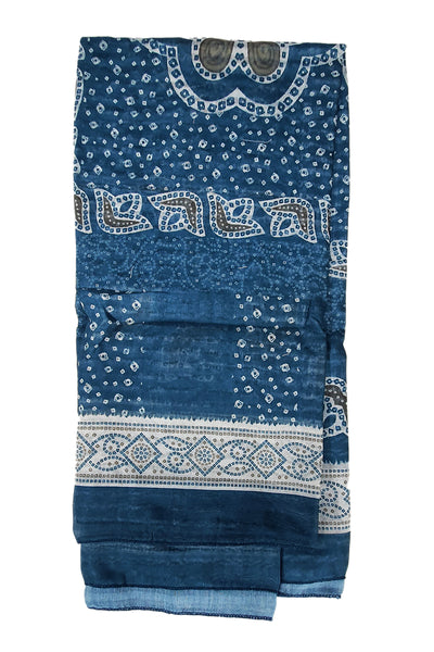 Teal Blue Muslin Embroidered Suit with Printed Dupatta Set