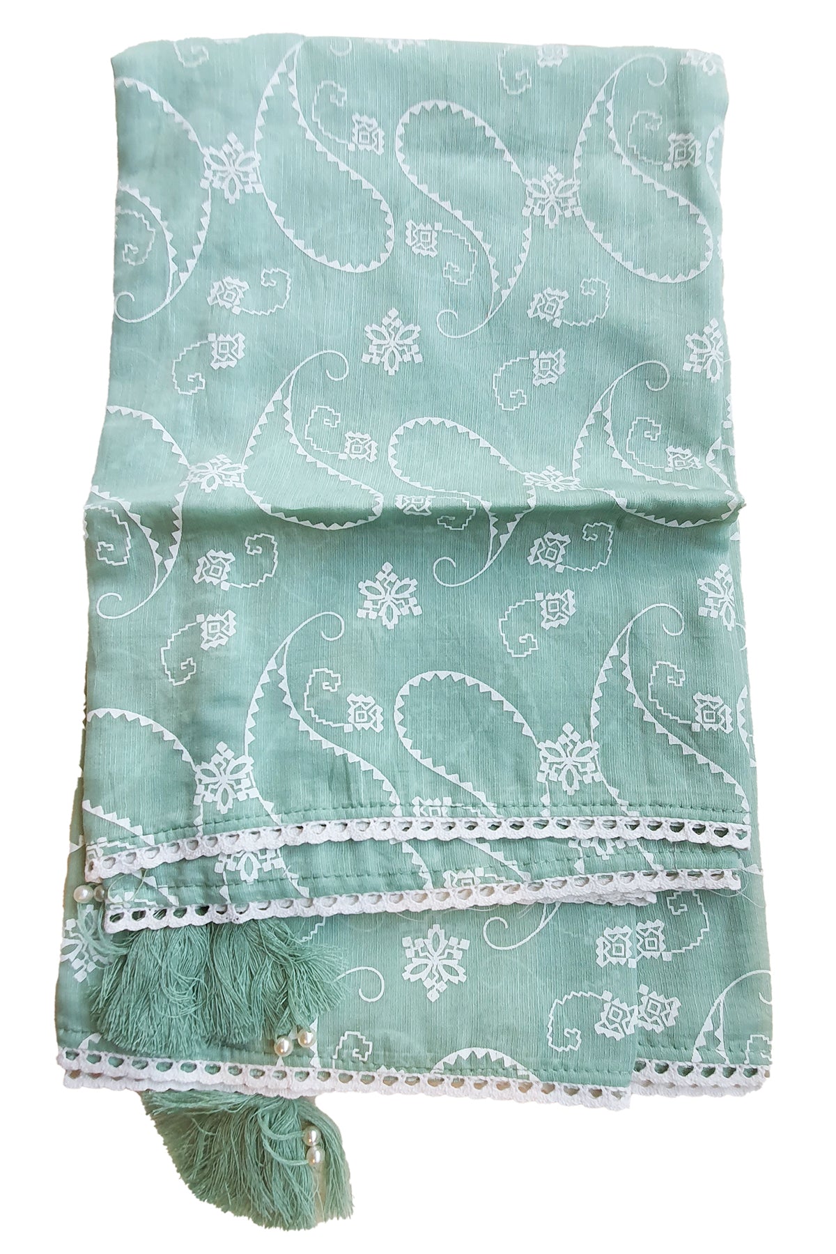 Sea Green Linen Cotton Printed Suit Set