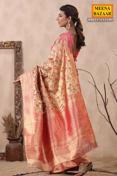 Gajari Silk Floral Zari Woven Saree