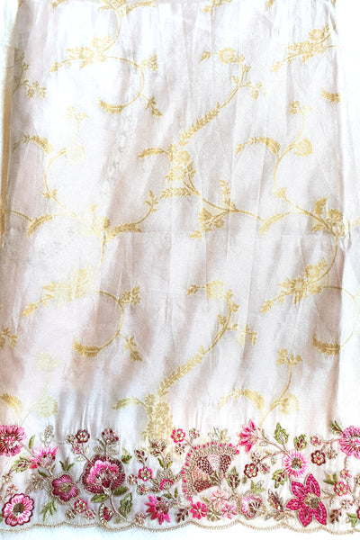 Tussar Banarasi Silk Zari Sequin Thread Embroidered Saree