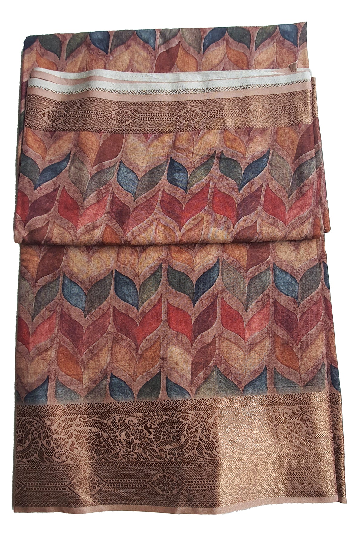 Brown Crepe Printed Woven Saree