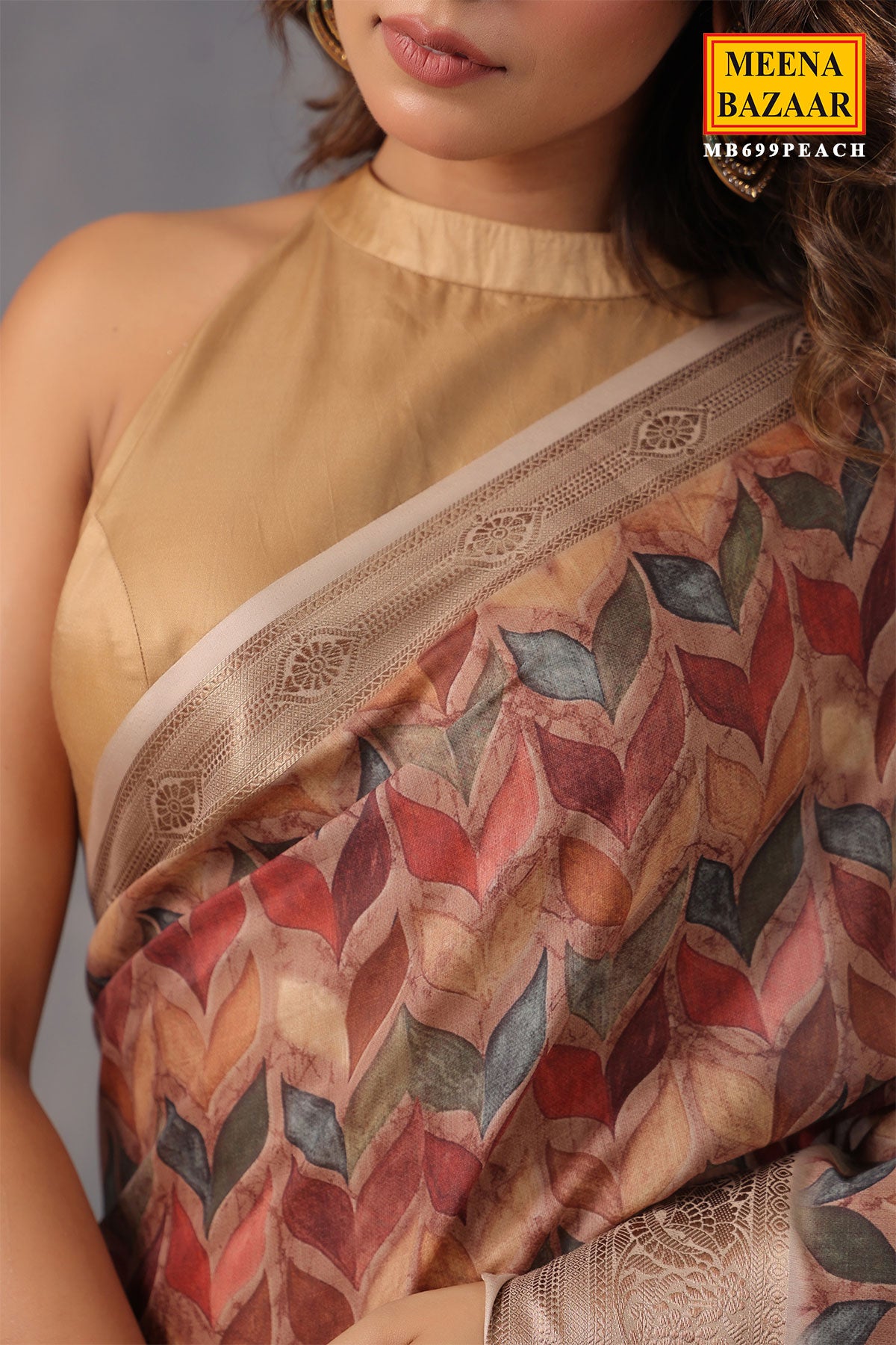 Brown Crepe Printed Woven Saree