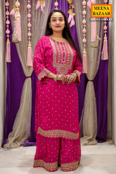 Rani Crepe Neckline Zari Sequin Embroidered Suit Set