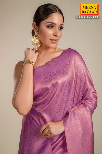 Mauve Silk Woven Saree