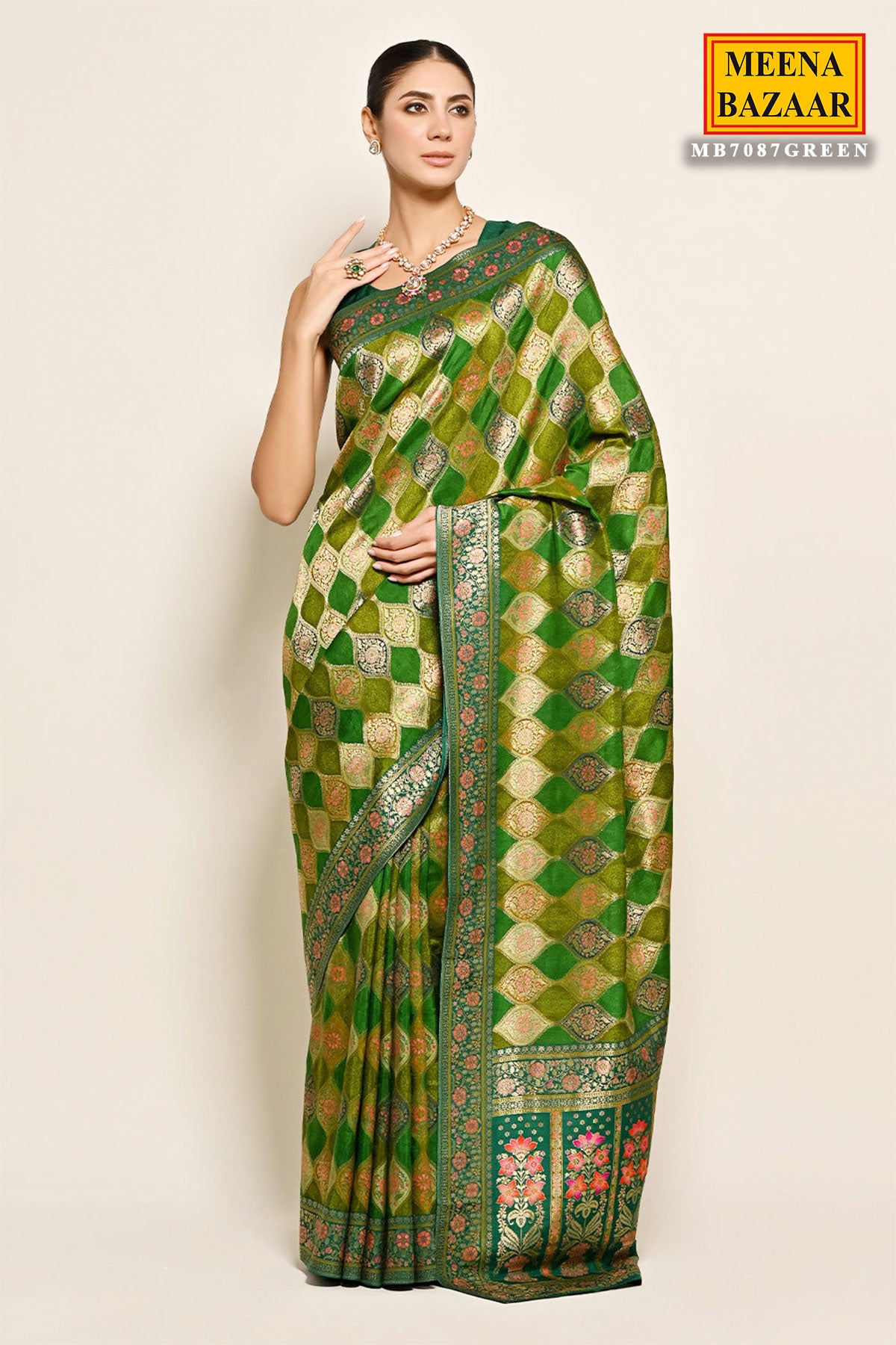 Green Modal Silk Zari Woven Saree