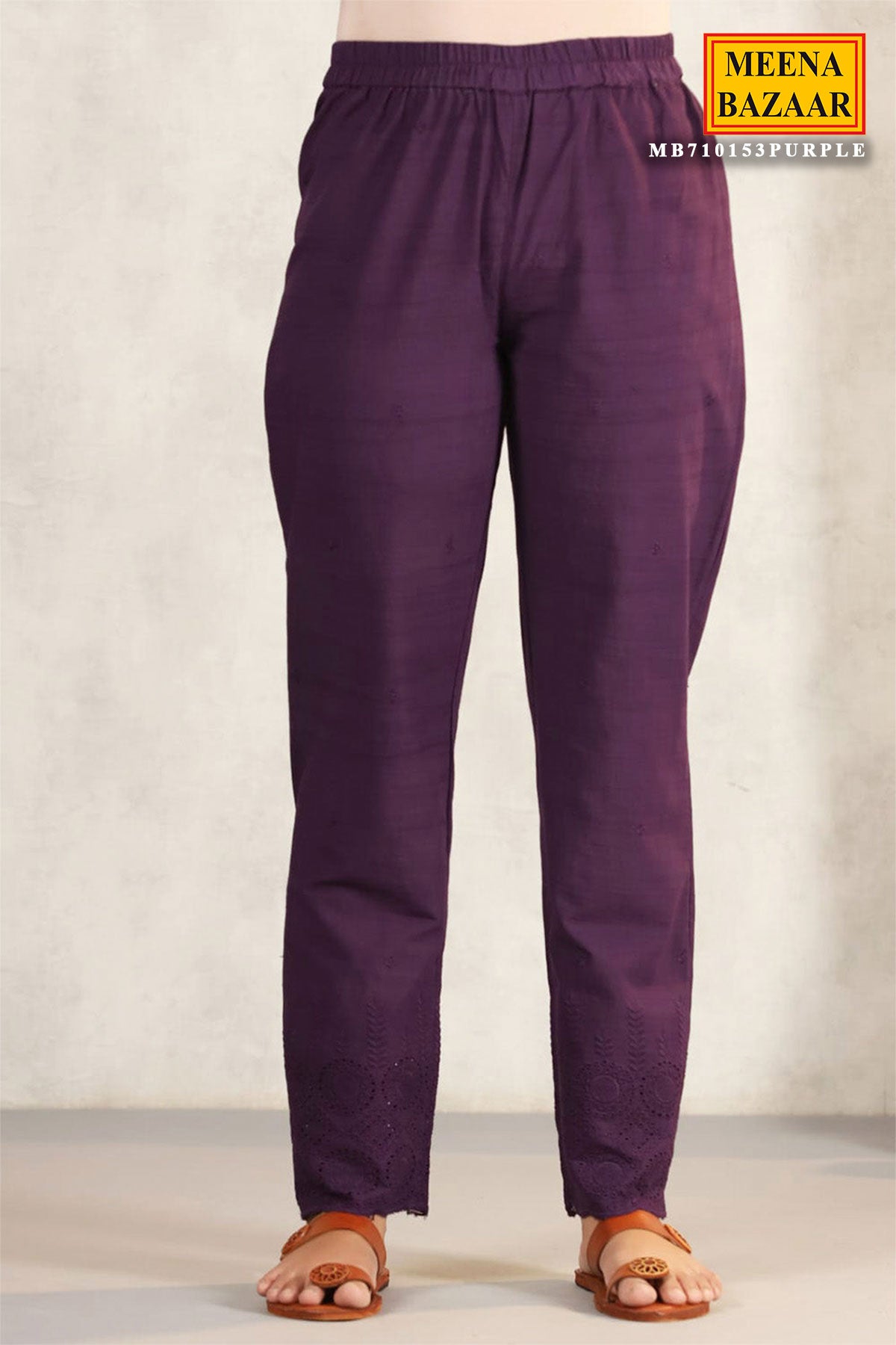 Purple Cotton Floral Printed Kurti Pant Set