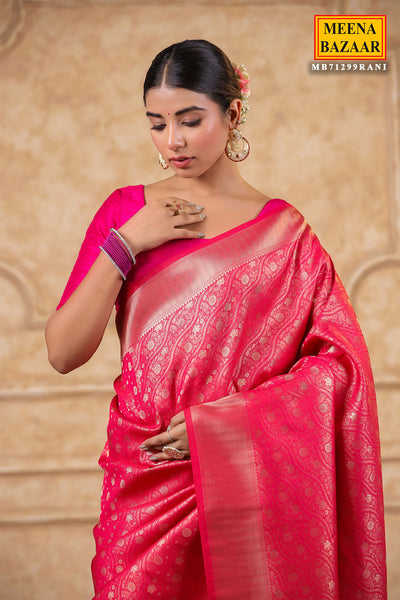 Rani Silk Blend Zari Weaving Saree