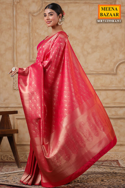 Rani Silk Blend Zari Weaving Saree