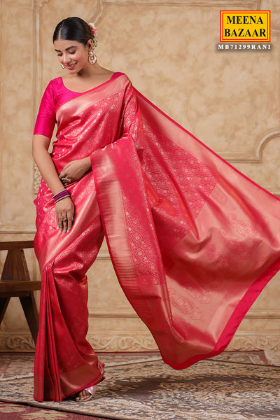 Rani Silk Blend Zari Weaving Saree