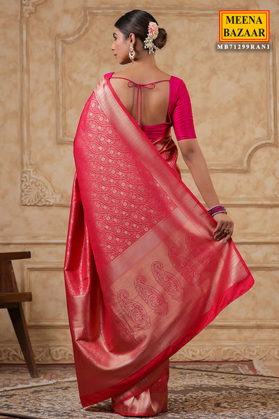 Rani Silk Blend Zari Weaving Saree