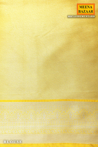 Mustard Silk Blend Zari Woven Saree