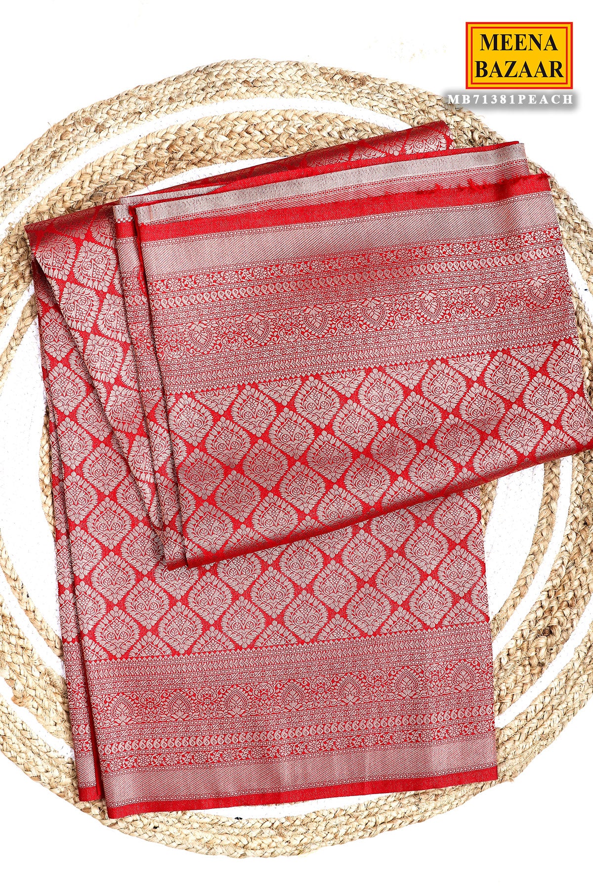 Red Silk Blend Zari Woven Saree