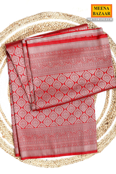 Red Silk Blend Zari Woven Saree