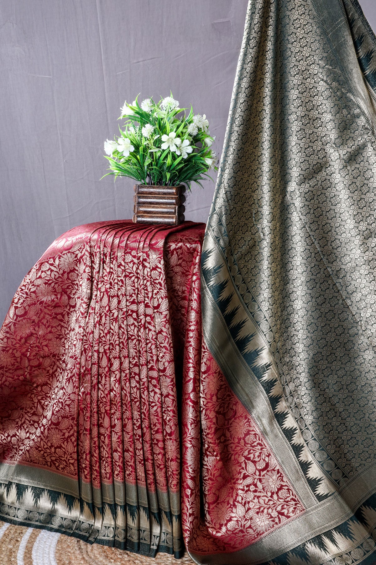 Maroon South Silk Zari Woven Saree